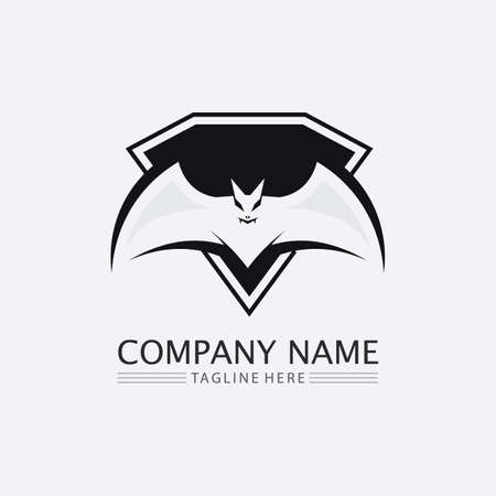Bat logo animal and vector, wings, black, halloween, vampire, gothic, illustration, design bat iconのイラスト素材