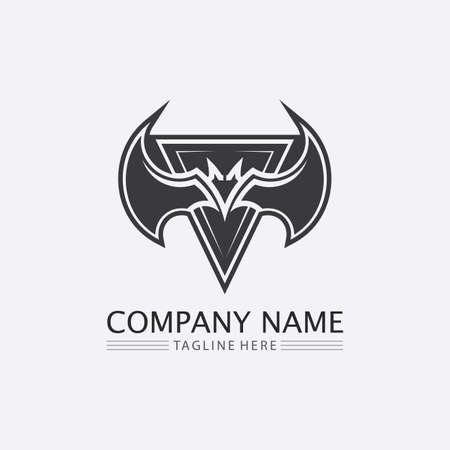 Bat logo animal and vector, wings, black, halloween, vampire, gothic, illustration, design bat iconのイラスト素材