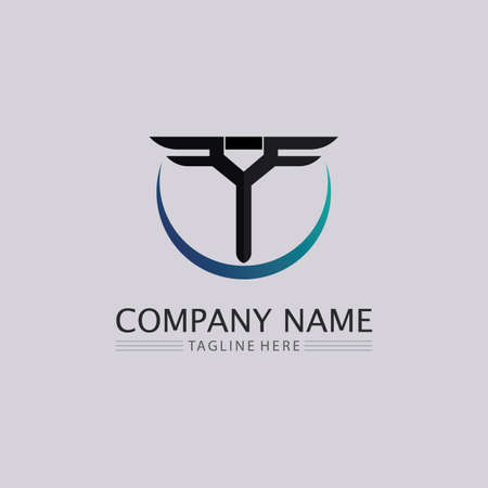 T letter and font T logo vector font alphabet design and icon Tのイラスト素材