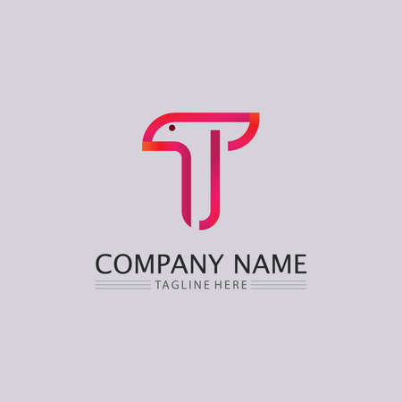 T letter and font T logo vector font alphabet design and icon Tのイラスト素材