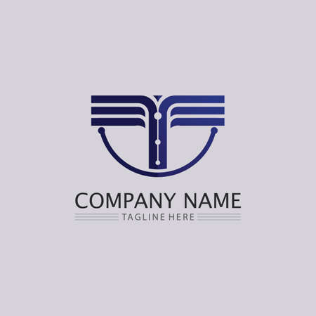 T letter and font T logo vector font alphabet design and icon Tのイラスト素材
