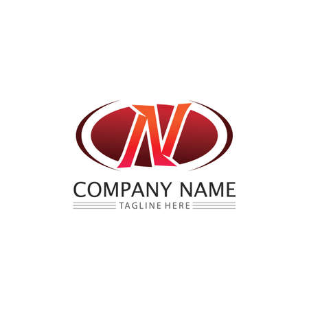 N letter and logo font company logo business and letter initial N design vector and letter for logoのイラスト素材