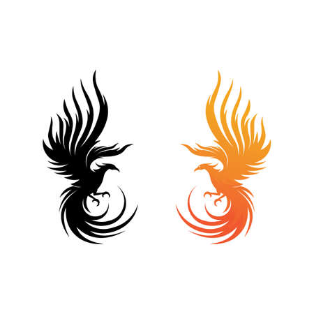 phoenix bird symbol and logo design vector illustrationのイラスト素材