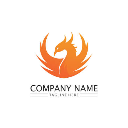 phoenix bird symbol and logo design vector illustrationのイラスト素材