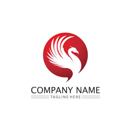 phoenix bird symbol and logo design vector illustrationのイラスト素材