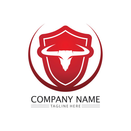 Abstract shield bull logo, horn badges logo iconのイラスト素材
