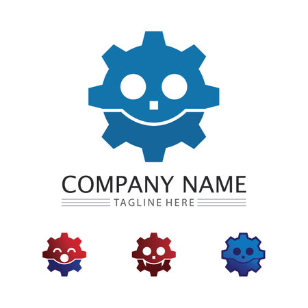 vector logo technology Digital tech vector business logo template concept illustration. Gear electronic factory sign. Cog wheel technology symbol SEO emblem Design elementのイラスト素材