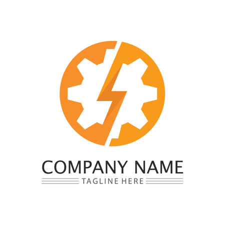 vector logo technology Digital tech vector business logo template concept illustration. Gear electronic factory sign. Cog wheel technology symbol SEO emblem Design elementのイラスト素材