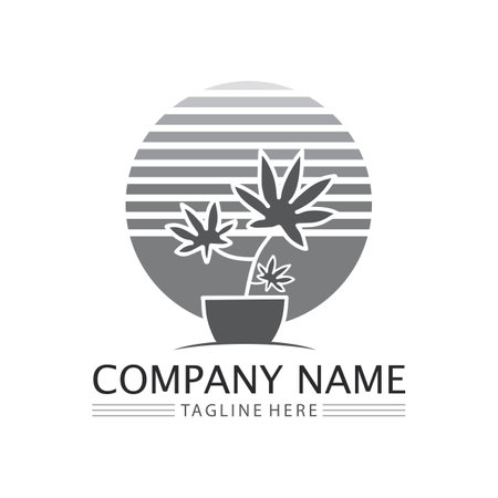 cannabis logo and marijuana leaf icon vectorのイラスト素材