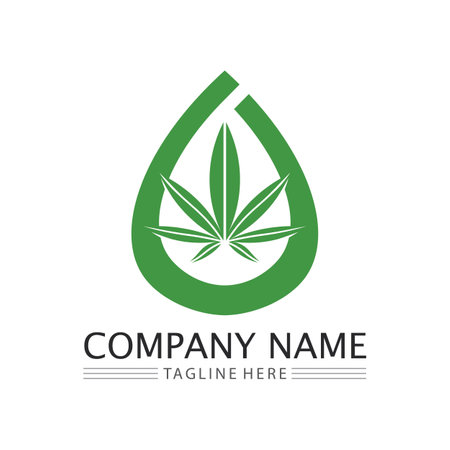 cannabis logo and marijuana leaf icon vectorのイラスト素材
