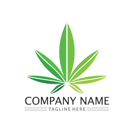 cannabis logo and marijuana leaf icon vectorのイラスト素材
