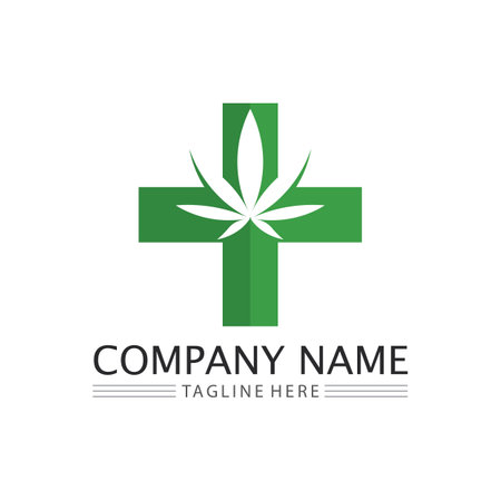 cannabis logo and marijuana leaf icon vectorのイラスト素材