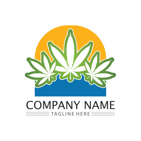 cannabis logo and marijuana leaf icon vector designのイラスト素材