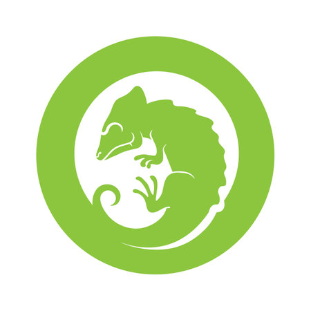 COOL GREEN CHAMELEON DESIGN VECTOR LOGO.のイラスト素材
