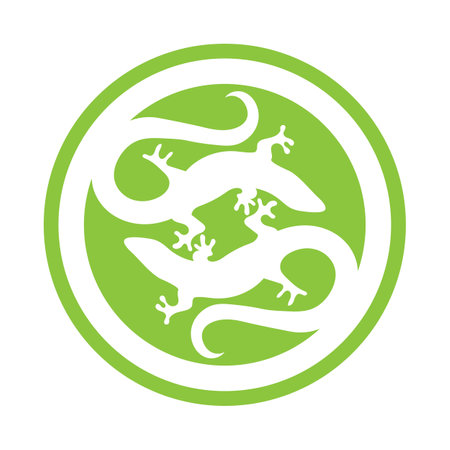 COOL GREEN CHAMELEON DESIGN VECTOR LOGO.のイラスト素材