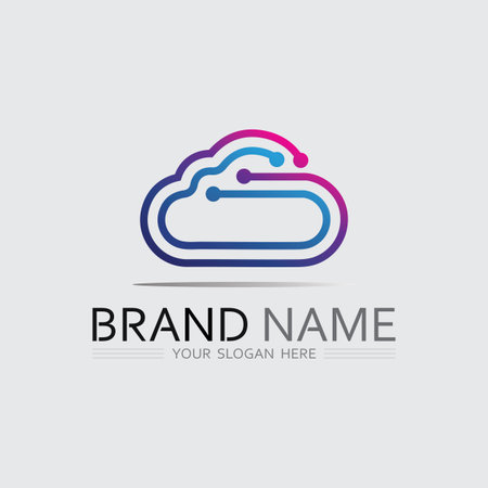 Cloud Shape Logo Icon for Eco Friendly Technology, Nature Data Service and Minimal Brandingのイラスト素材