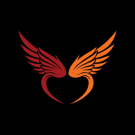 Phoenix Wing Logo Icon for Rebirth Symbolismのイラスト素材