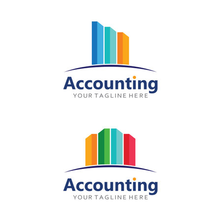 Accounting Firm Logo Featuring Balance Sheet and Audit Toolsのイラスト素材