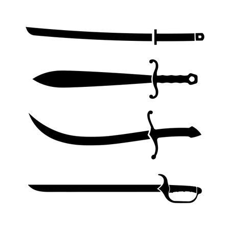 Sword set and icon Blade Icon with Minimalist Sharpのイラスト素材