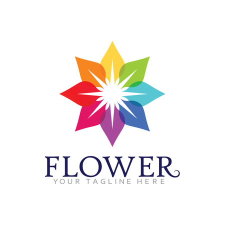 Natural Flower Logo Icon with Soft Blooming Vector Shapeのイラスト素材
