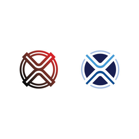 Iconic X Typography Vector Logo with Circular and Angular Line Combinationsのイラスト素材
