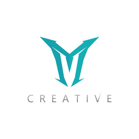 Letter M Logo with Gradient Color and 3D Effect Vector Illustrationのイラスト素材