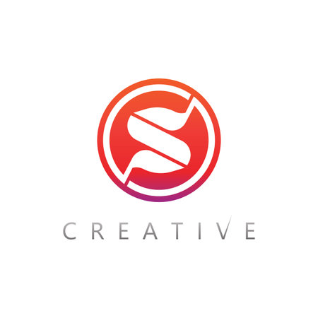 Creative S Lettermark Logo Vector with Abstract Line Shape and Typographyのイラスト素材