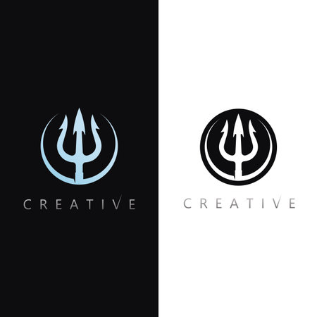 Dynamic Sword and Trident Logo for Combat Sports, Defense, and Security Business