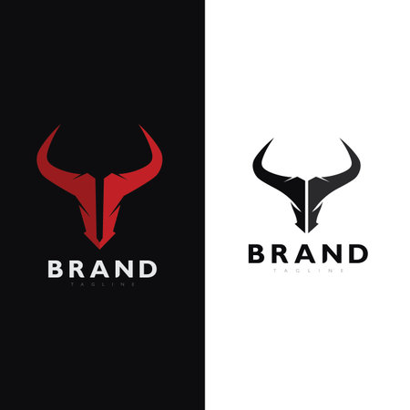 Creative Bull Horns Head Logo Symbol For Strength Energy And Determinationのイラスト素材