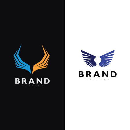Minimal Line Bird Wing Logo Simple Elegant Aviation Symbol Graphic Design Vector Iconのイラスト素材
