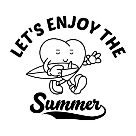 Let's Enjoy The Summer. Hand drawn lettering. Vector illustrationのイラスト素材