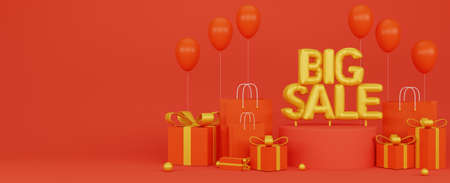 3d illustration of red discount christmas or chinese new year background