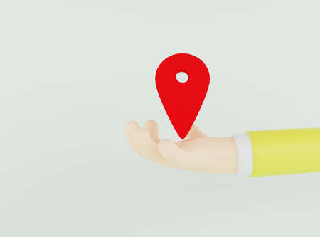 3d illustration of hands with location pop upの写真素材