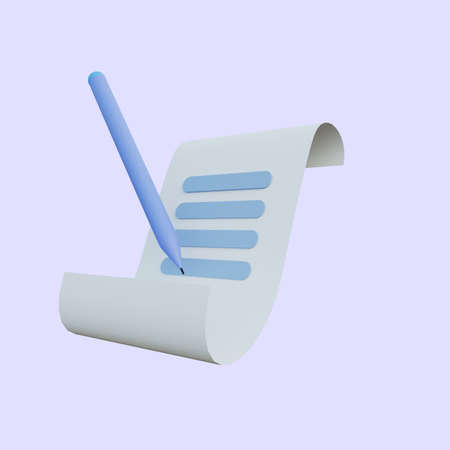 3d illustration note with pen