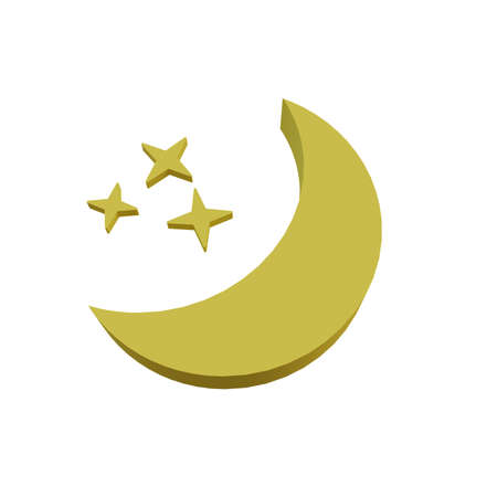 3d illustration weather icon moon night and starの写真素材