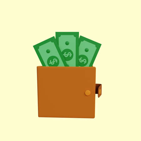 3d illustration wallet with moneyの写真素材