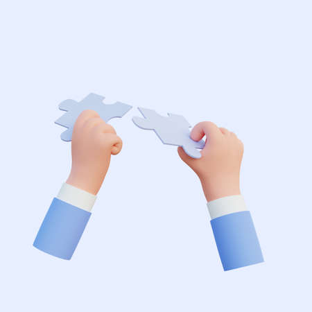 3d illustration hand holding puzzle pieces