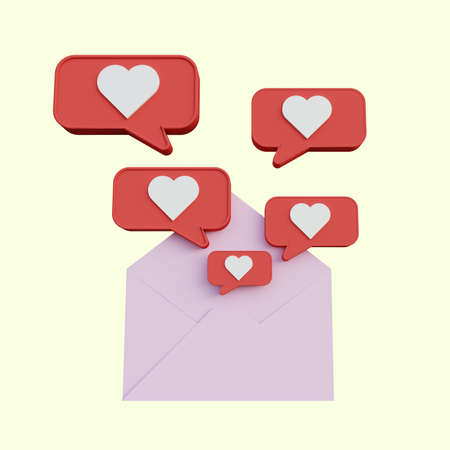 3d illustration love letter messageの写真素材