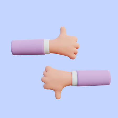 3d illustration hand thumbs up and downの写真素材