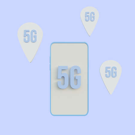 3d illustration 5g network on phoneの写真素材