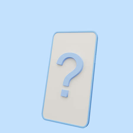 3d illustration of question mark on smartphoneの写真素材