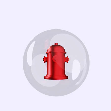 3d illustration of object hydrant inside bubblesの写真素材