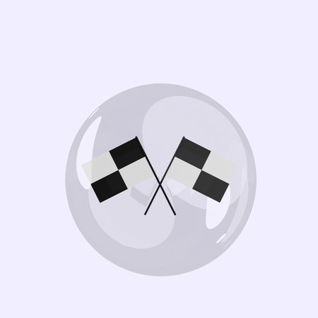 3d illustration of object flag inside bubbles