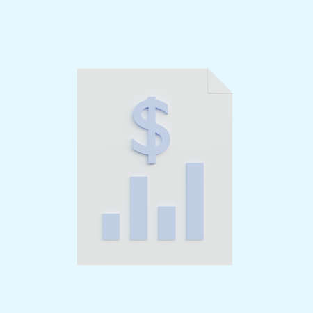 3d illustration paper with data chart moneyの写真素材
