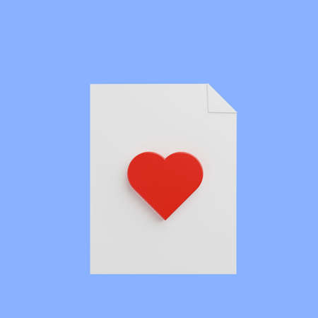 3d illustration icon paper file with love iconの写真素材