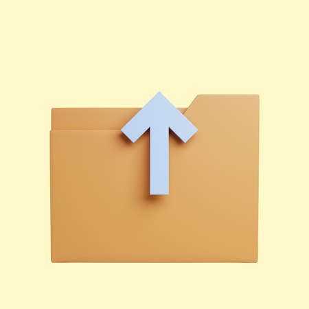 3d illustration folder icon with upload iconの写真素材