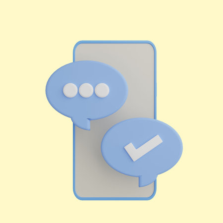 3d illustration of smartphone with chat iconの写真素材