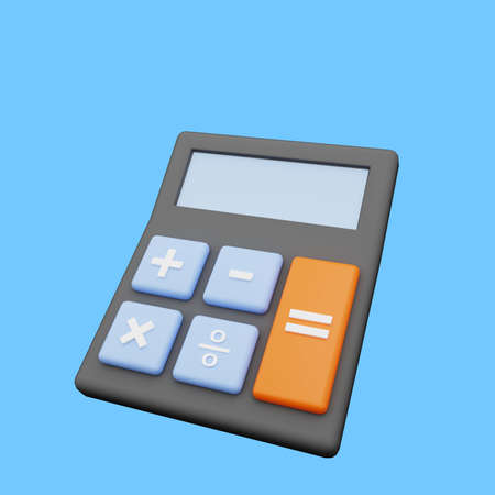 3d illustration of simple object calculatorの写真素材