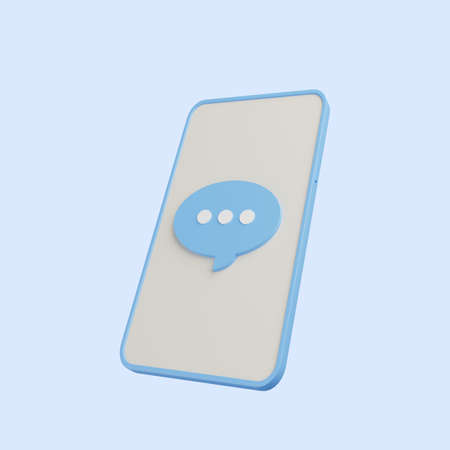 3d illustration of phone with chat bubbleの写真素材