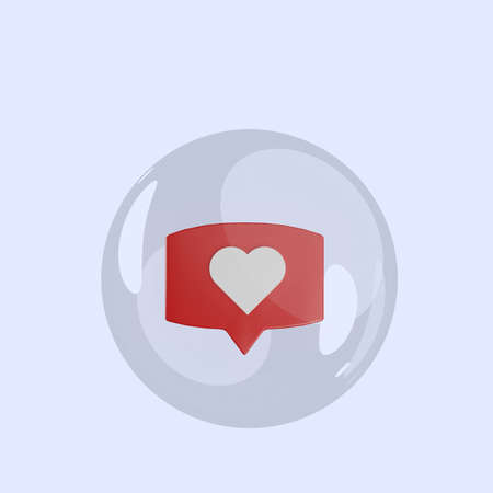 3d illustration of object chat love icon inside bubbles